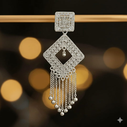 Faltu Fit Elegant Silver-Plated Dangler Earrings for Women