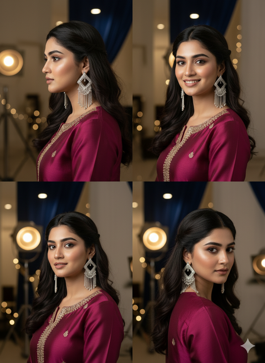 Faltu Fit Traditional Silver-Plated Chain Dangler Earrings