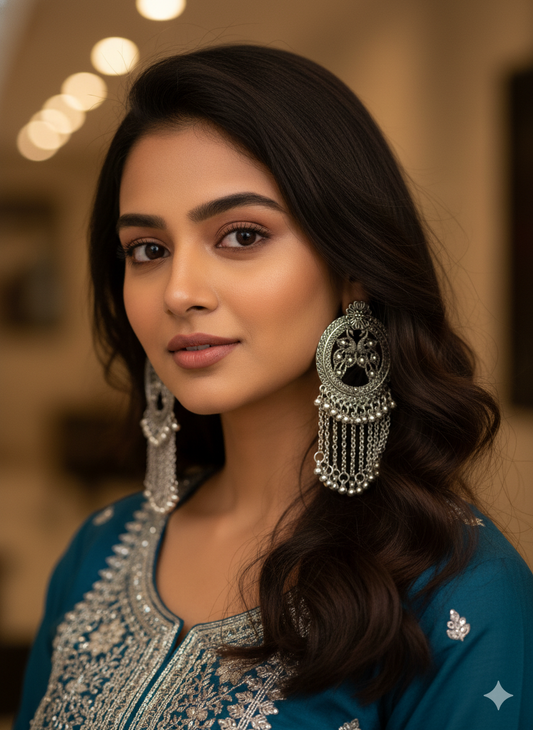 Faltufit Ethnic Peacock Chain Earrings