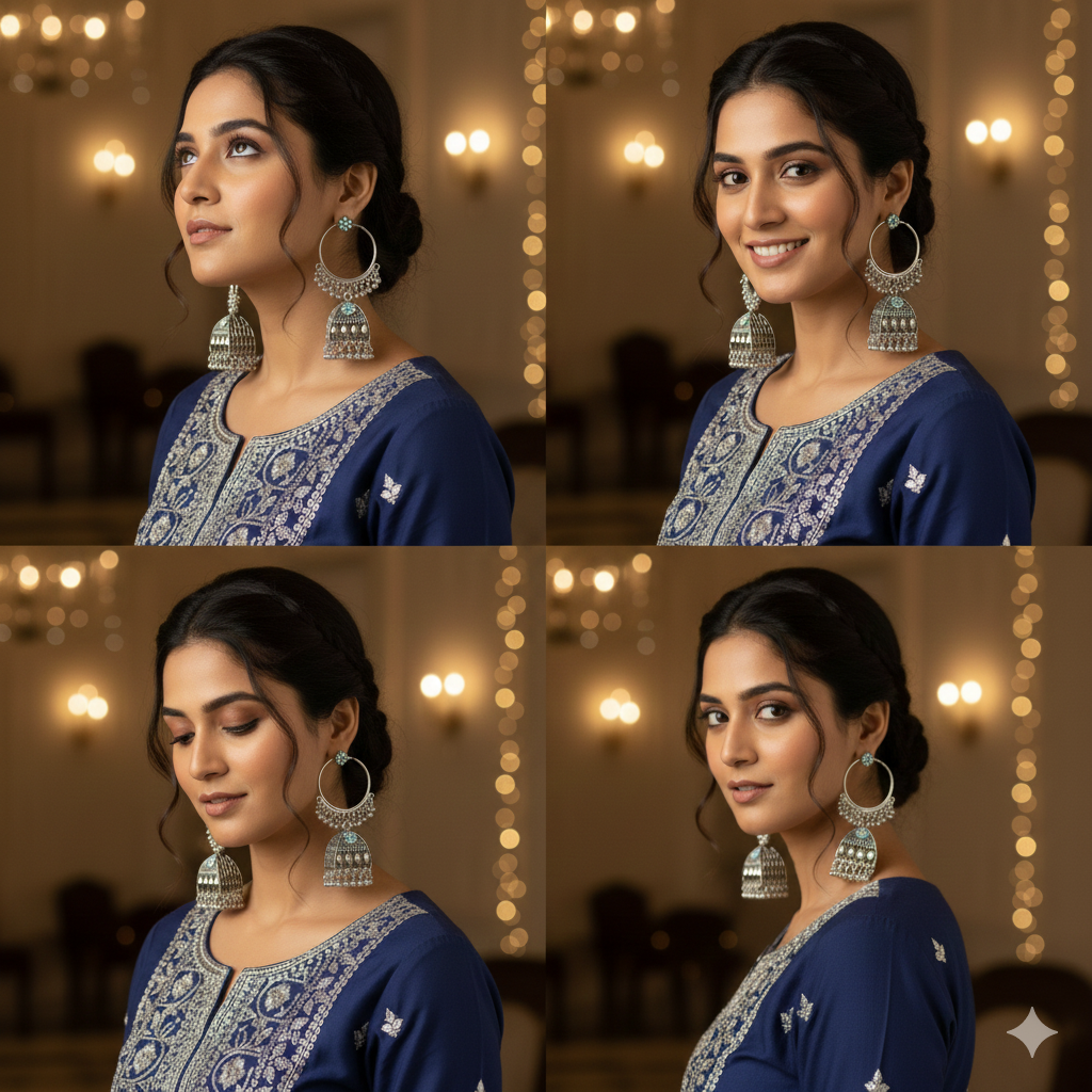 Faltufit Silver-Toned Filigree Jhumka Hoop Earrings