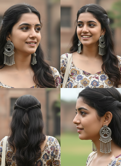 Faltufit Ethnic Peacock Chain Earrings