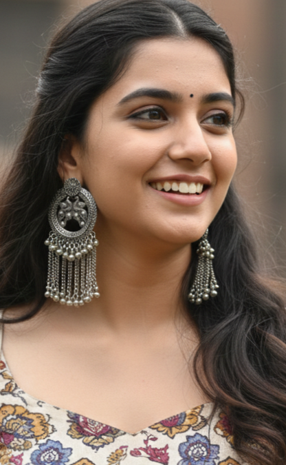 Faltufit Ethnic Peacock Chain Earrings