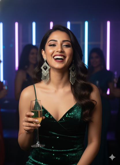 Faltu Fit Traditional Silver-Plated Chain Dangler Earrings