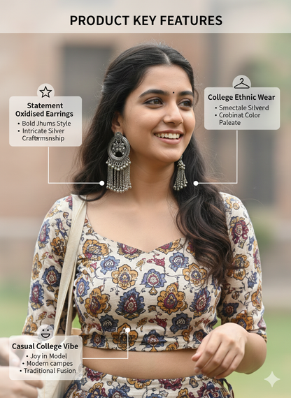 Faltufit Ethnic Peacock Chain Earrings