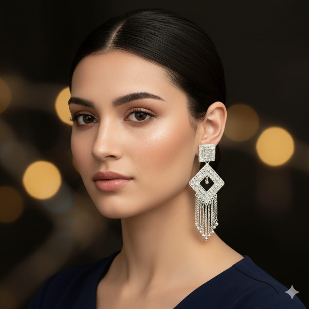 Faltu Fit Elegant Silver-Plated Dangler Earrings for Women