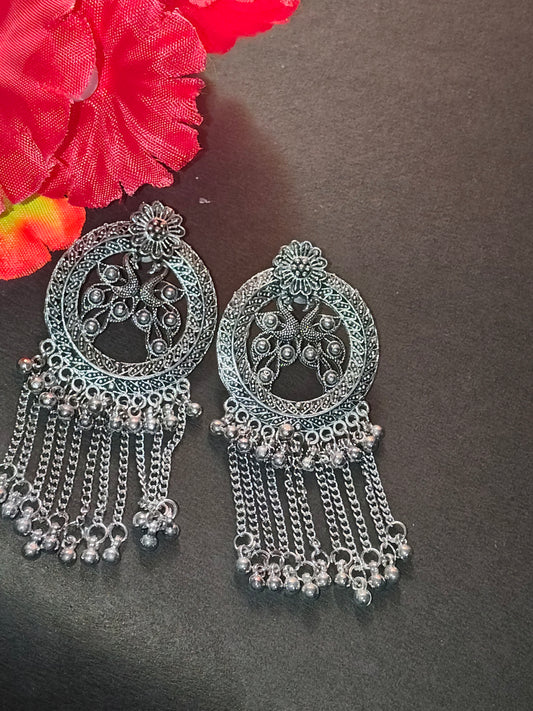 Faltufit Ethnic Peacock Chain Earrings