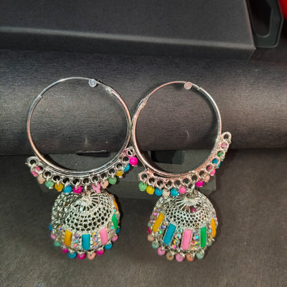 Faltufit's Bohemian Rhapsody Multi-Color Beaded Jhumka Hoops
