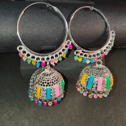 Faltufit's Bohemian Rhapsody Multi-Color Beaded Jhumka Hoops