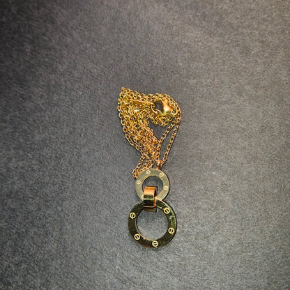 Faltu Fit Minimal Gold-Plated Double Ring Pendant Necklace for Women