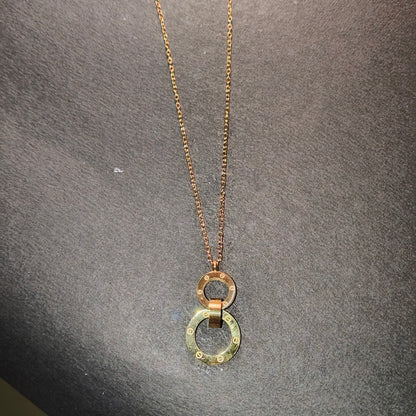 Faltu Fit Minimal Gold-Plated Double Ring Pendant Necklace for Women