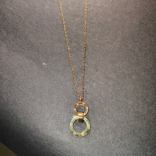 Faltu Fit Minimal Gold-Plated Double Ring Pendant Necklace for Women