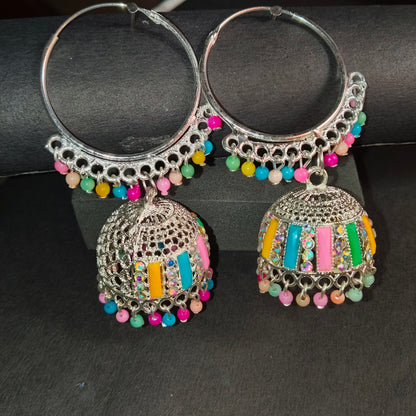Faltufit's Bohemian Rhapsody Multi-Color Beaded Jhumka Hoops