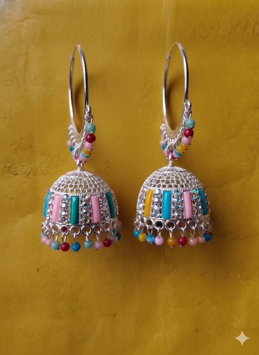 Faltufit's Bohemian Rhapsody Multi-Color Beaded Jhumka Hoops