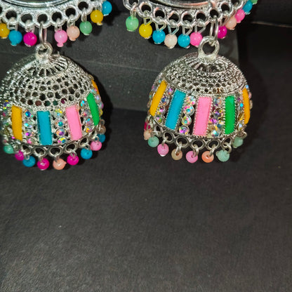 Faltufit's Bohemian Rhapsody Multi-Color Beaded Jhumka Hoops