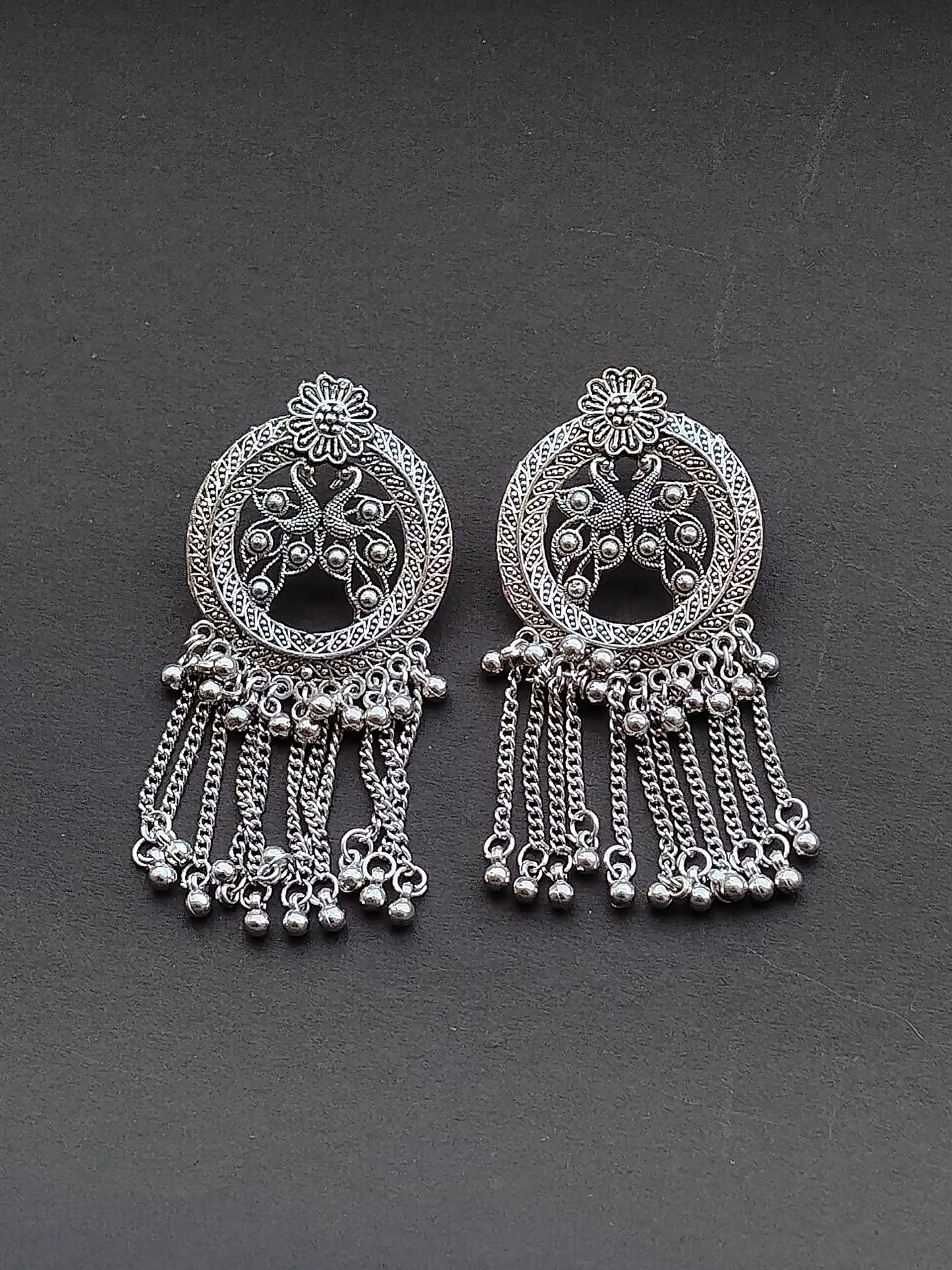 Faltufit Ethnic Peacock Chain Earrings