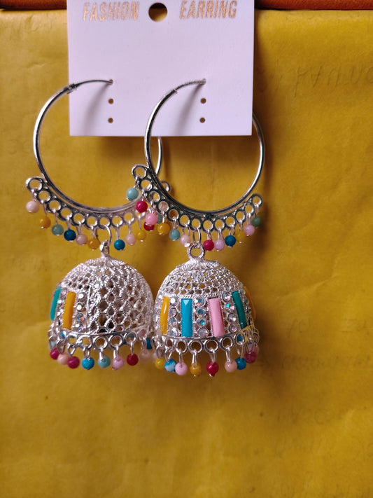 Faltufit's Bohemian Rhapsody Multi-Color Beaded Jhumka Hoops