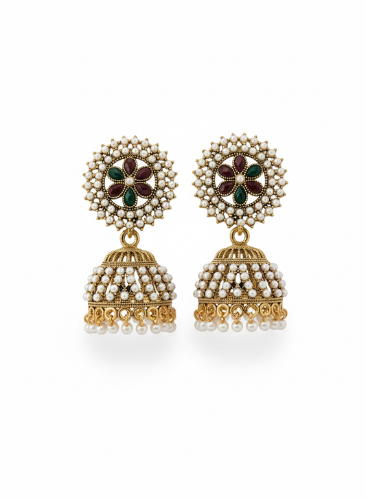 Faltufit Royal Bloom Drop Earrings